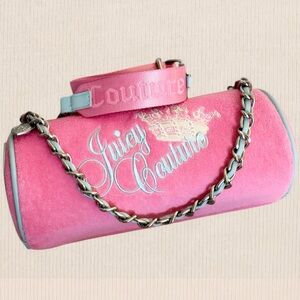 NWT Y2K Juicy Couture Heritage Velour Mini Barrel Shoulder bag
